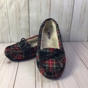 Minnetonka Plaid Cally Red Plaid Women’s Slippers